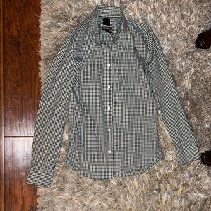 Men's Green & White Button-Up Slim Fit Dress Shirt Size XS